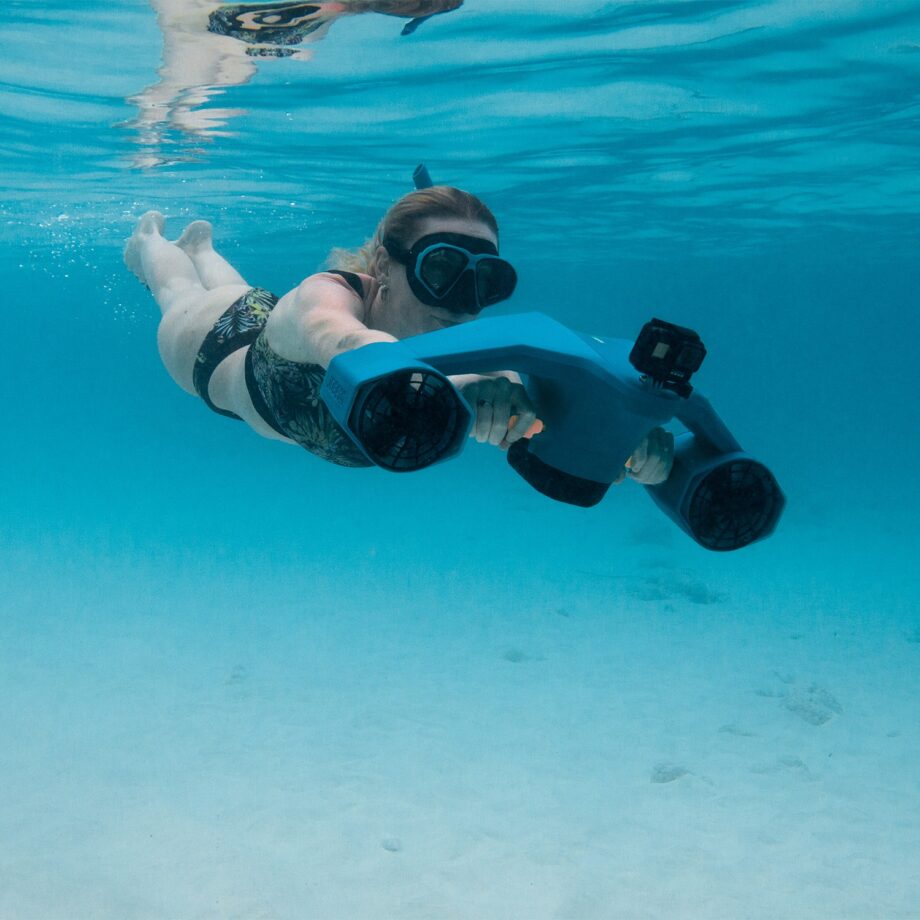 Sea scooter being used in clear turquoise water