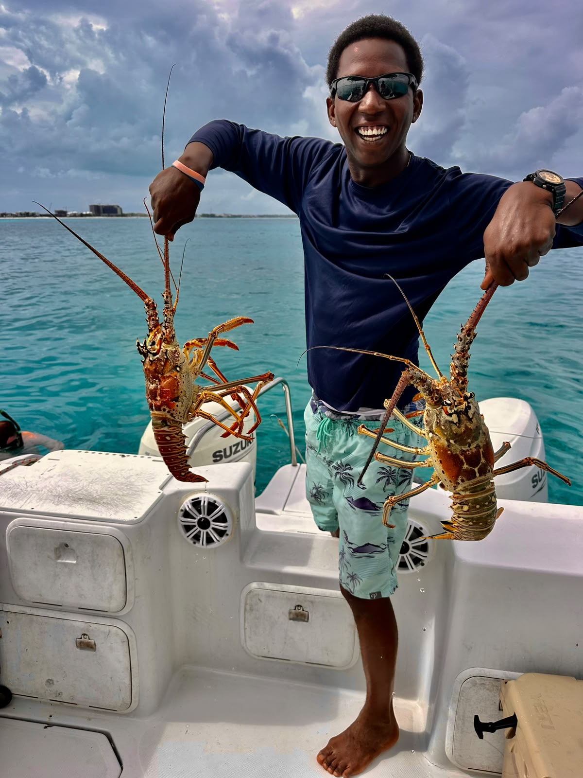 Caribbean spiny lobster caught during a seasonal Turks and Caicos fishing charter